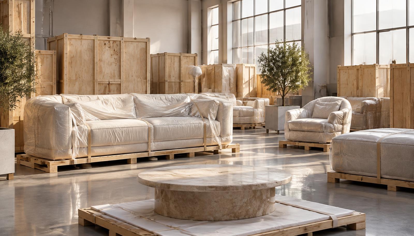 Furniture prepared for coordinated international delivery